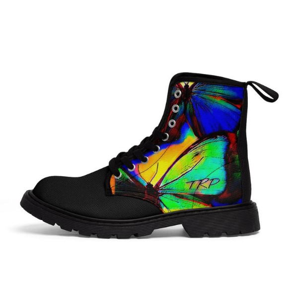 Beautiful Butterflies Black Canvas Boots - Image 3